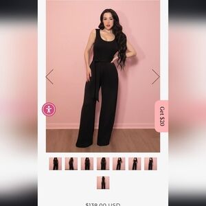 Sleeveless Black Wide-Leg Jumpsuit with Tie Waist